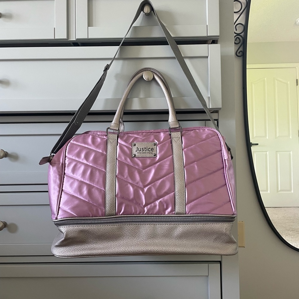 pink justice duffle bag